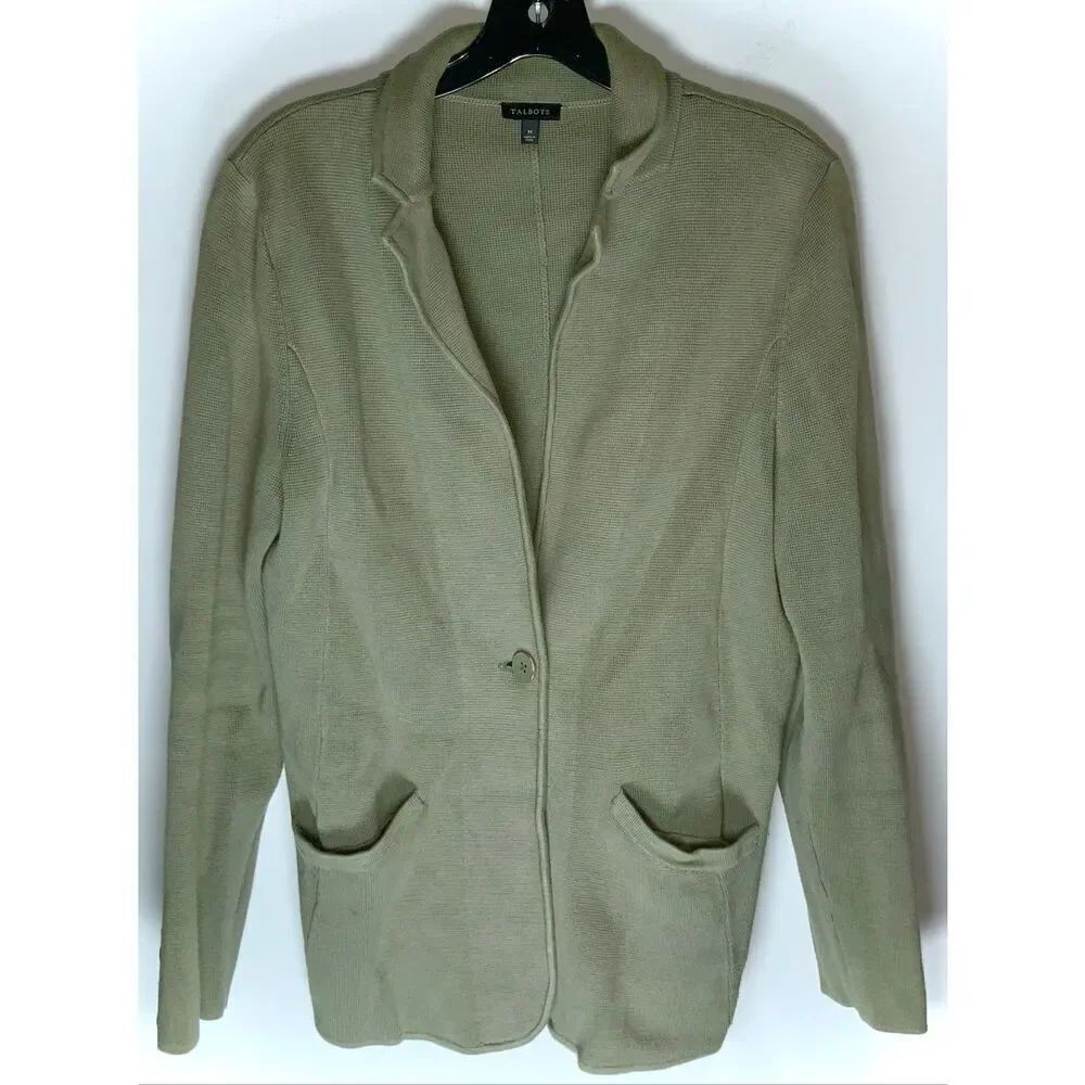 Talbots green sweater jacket size medium